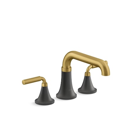 Kohler Tone Deck Mount Bath Faucet Matte Black with Moderne Brass K-T27417-4-BMB